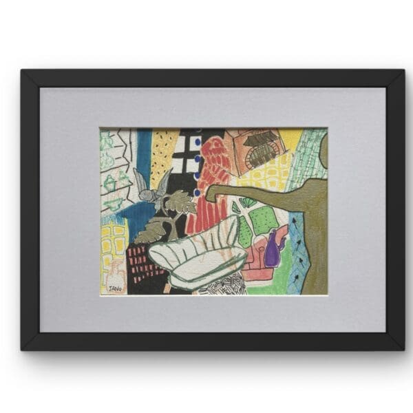 Original Irish Drawing - Abstract - "Things That I Saw Today That I Liked " A4 Mounted