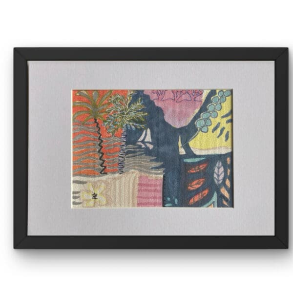 Original Irish Drawing - Tropical Sailing Art Holiday - "Sail Away" A4 Mounted