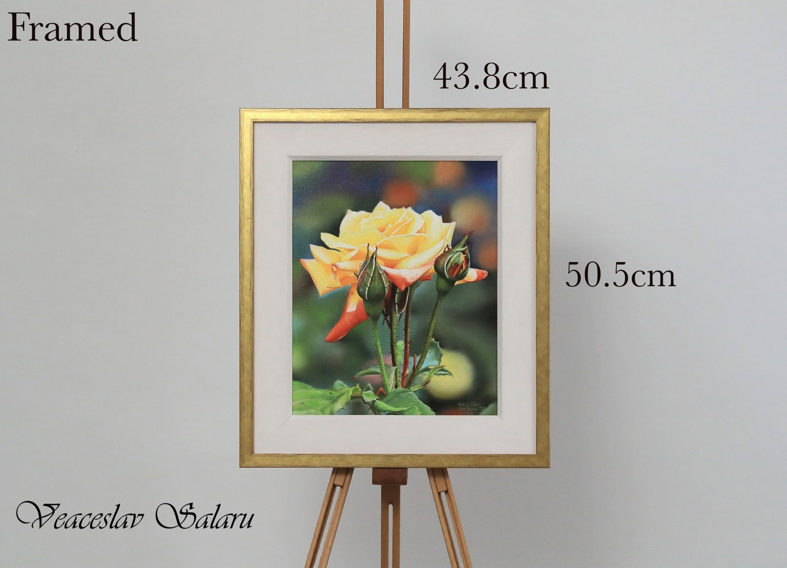 Golden Bloom, Yellow Rose Framed Original Oil Painting - Image 2