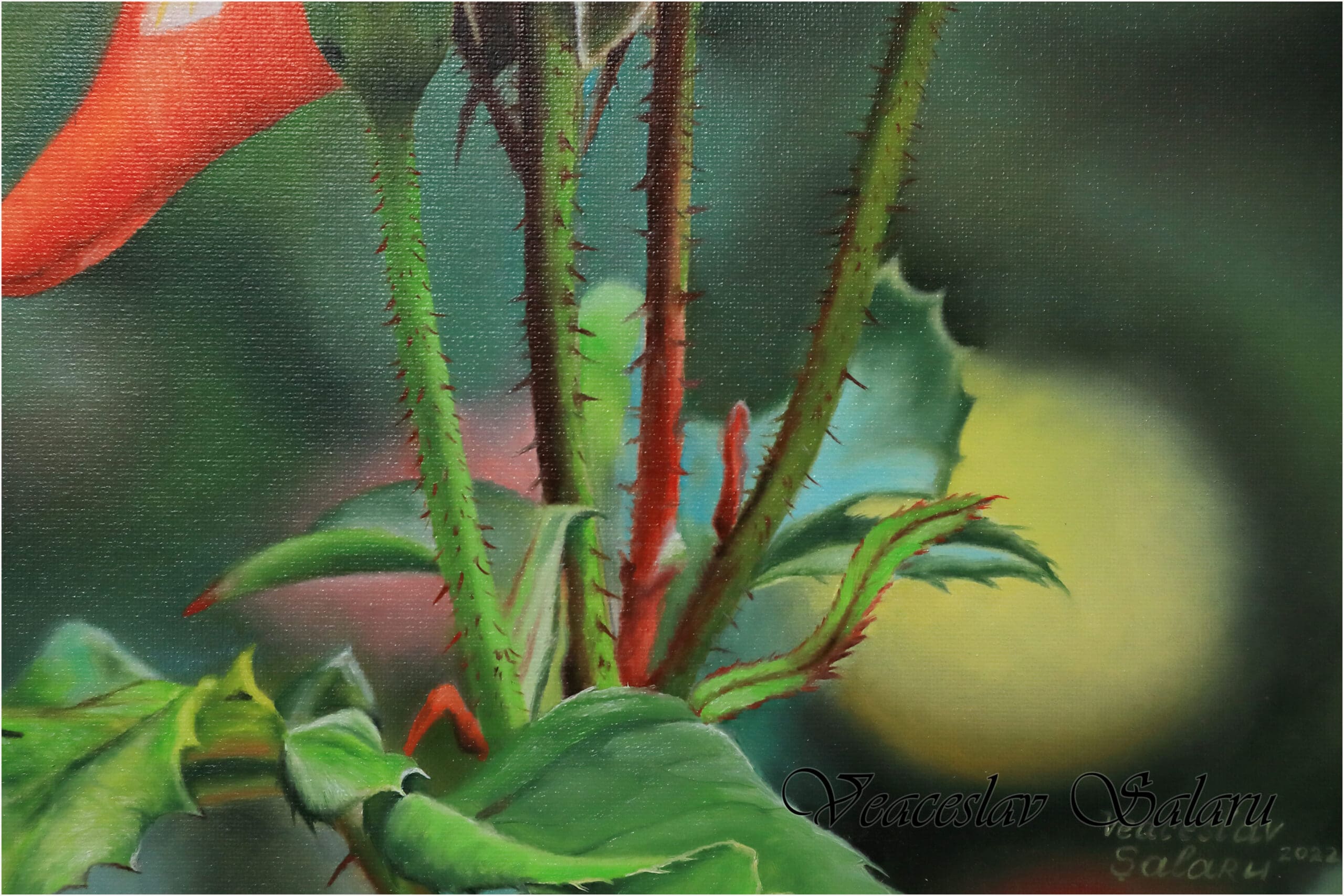 Golden Bloom, Yellow Rose Framed Original Oil Painting - Image 5