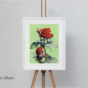 Red Roes Original Oil Painting Framed