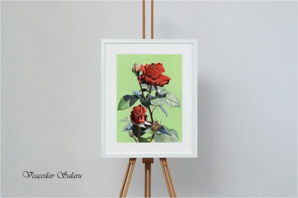 Red Roes Original Oil Painting Framed
