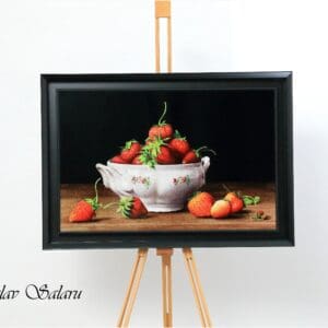 Summer Strawberries Original Acrylic Glitter Painting
