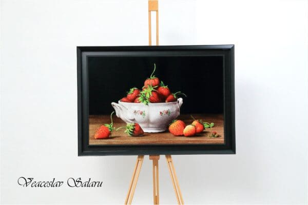 Summer Strawberries Original Acrylic Glitter Painting