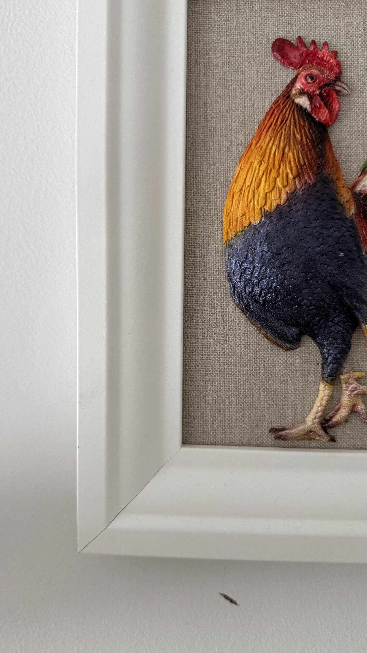 Morning Rooster Original Painted Sculpture Framed - Image 3