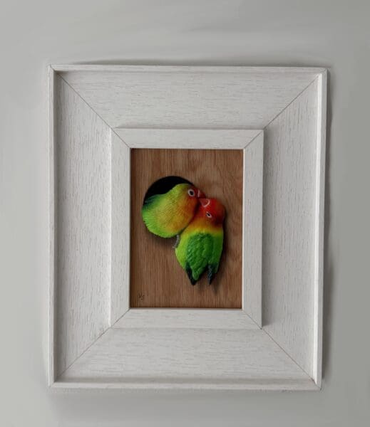 Colourful Parrots 3D sculpture Original Art