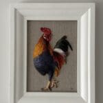 Morning Rooster Original Painted Sculpture Framed