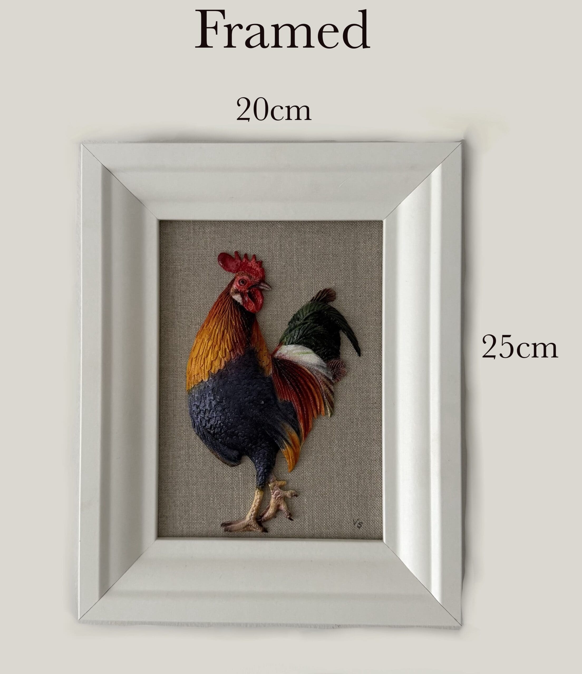 Morning Rooster Original Painted Sculpture Framed - Image 2