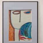 Original Irish Drawing - Irish Art Figurative Art - Eclectic Visage 2 A4 Mounted