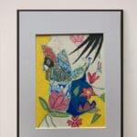 Original Irish Drawing - Irish Art Figurative Art - The Fan And The Girl (after Klimt) A4 Mounted