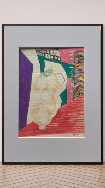 Original Irish Drawing - Irish Art Figurative Art - Gentle Body Toning 2 A4 Mounted