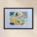 Original Irish Drawing - Irish Art - I Do Like To Be Beside The Sea A4 Mounted