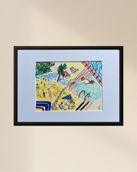 Original Irish Drawing - Irish Art - I Do Like To Be Beside The Sea A4 Mounted