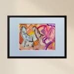 Original Irish Drawing - Irish Art Figurative Art - National Horses in Pink A4 Mounted