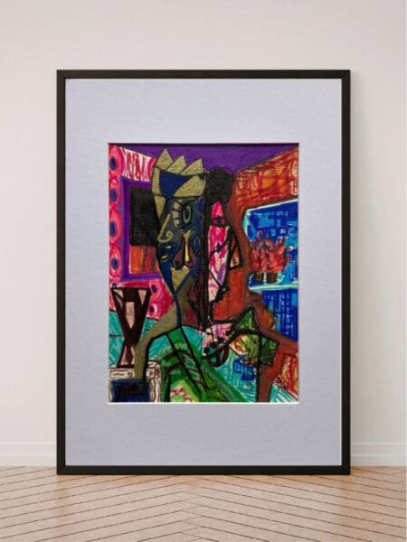 Original Irish Drawing - Irish Art Figurative Art - Picasso You, Picasso Me A4 Mounted