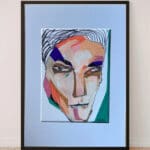 Original Irish Drawing - Irish Art Figurative Art - My AI Guy A4 Mounted