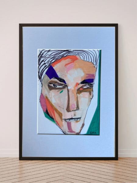 Original Irish Drawing - Irish Art Figurative Art - My AI Guy A4 Mounted