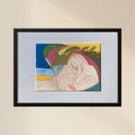 Original Irish Drawing - Irish Art Figurative Art - Yesterday Girl A4 Mounted