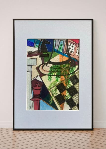 Original Irish Drawing - Irish Art Chess Art - Game On A4 Mounted