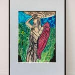 Original Irish Drawing - Irish Art - Angel In The City - Iveagh Gardens A4 Mounted
