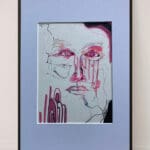 Original Irish Drawing - Irish Art Figurative Art - Sketchy in Pink A4 Mounted