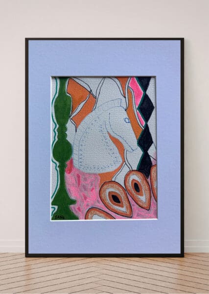 Original Irish Drawing - Irish Art Interiors Art - Liberty London - Horse A4 Mounted