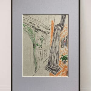 Original Irish Drawing - Irish Art - London - Fortnum and Mason A4 Mounted
