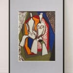 Original Irish Abstract Figurative Drawing Abstract - Himself and Herself A4 Mounted