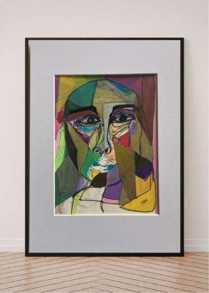 Original Irish Drawing - Irish Art Figurative Art - Poster Boy A4 Mounted