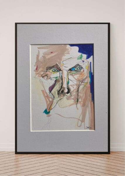 Original Irish Drawing - Irish Art Figurative Art - The Spy Who Loved Me A4 Mounted