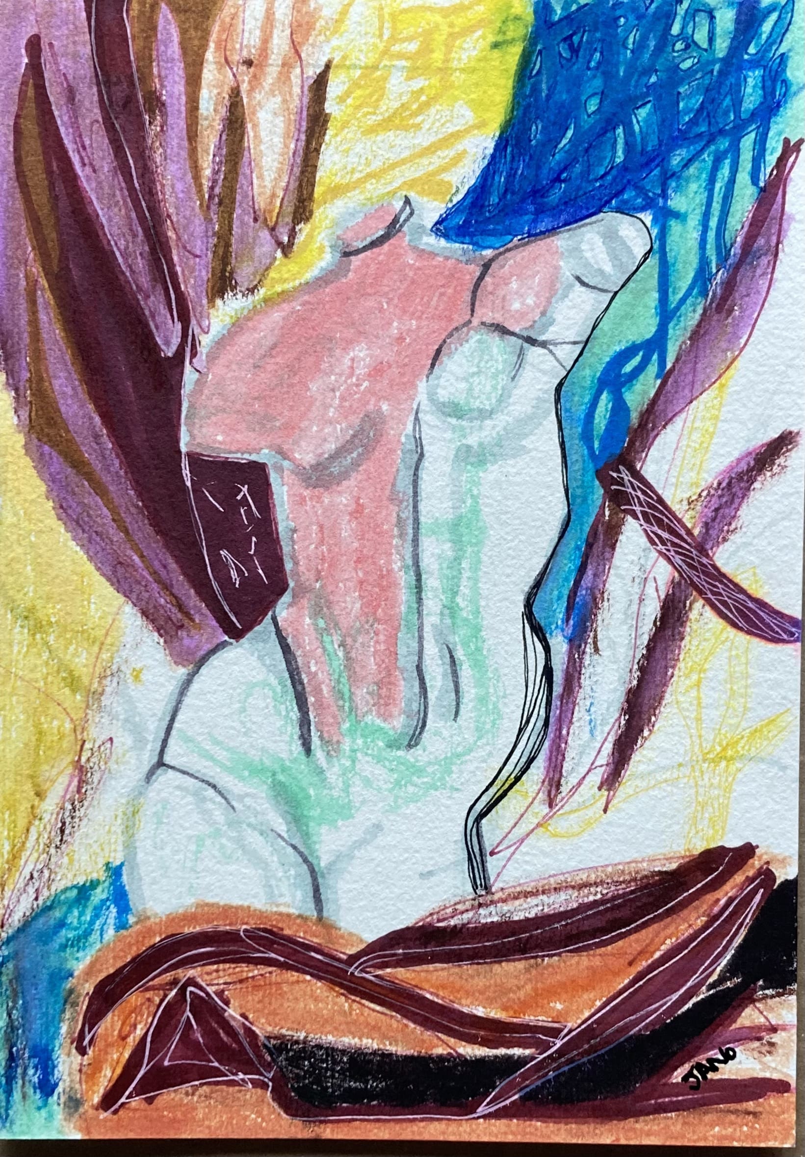 Original Irish Drawing - Irish Art Figurative Art - National Statue A4 Mounted