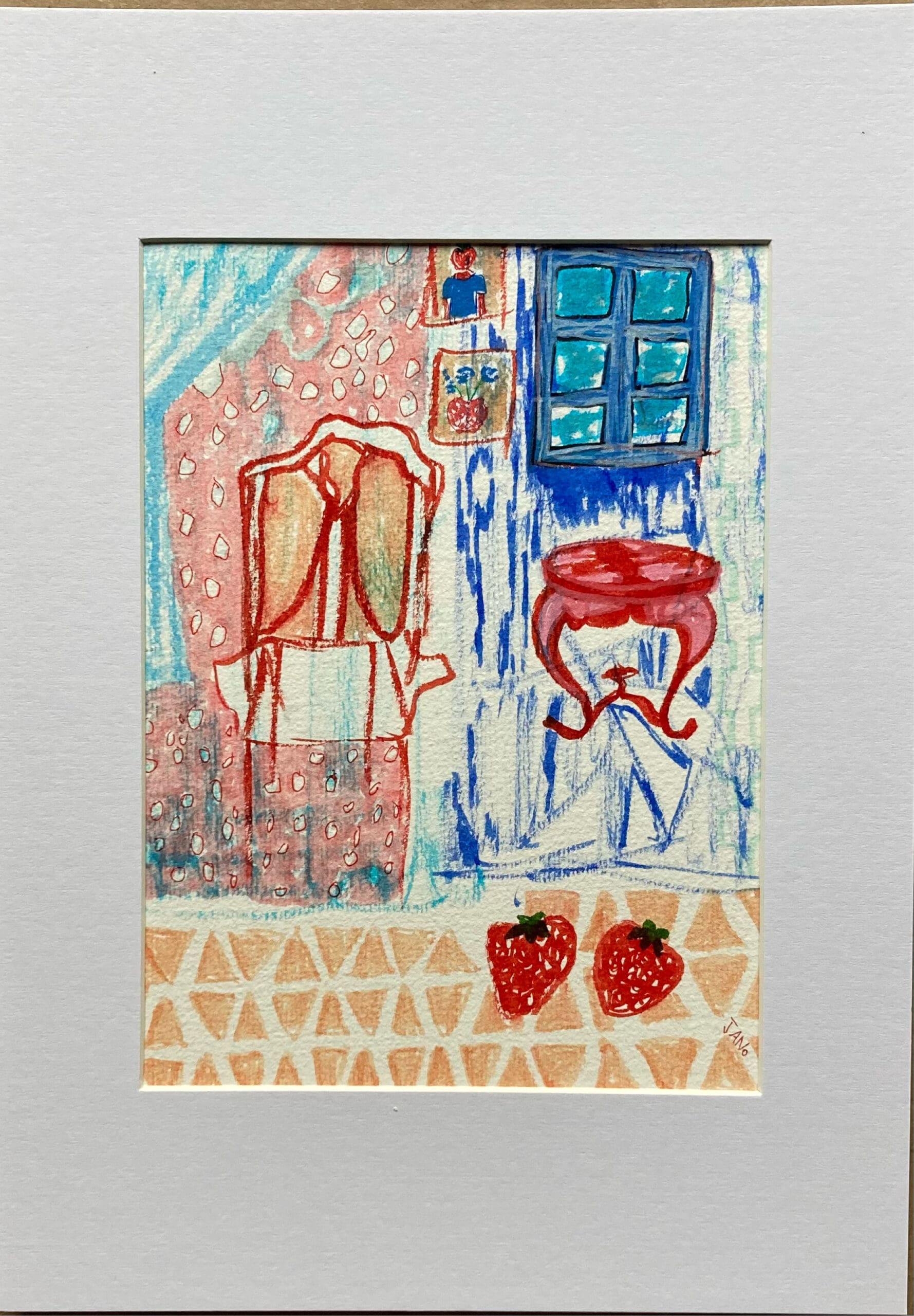 Original Irish Drawing - Irish Art Interiors Art - Strawberry Style A4 Mounted - Image 3