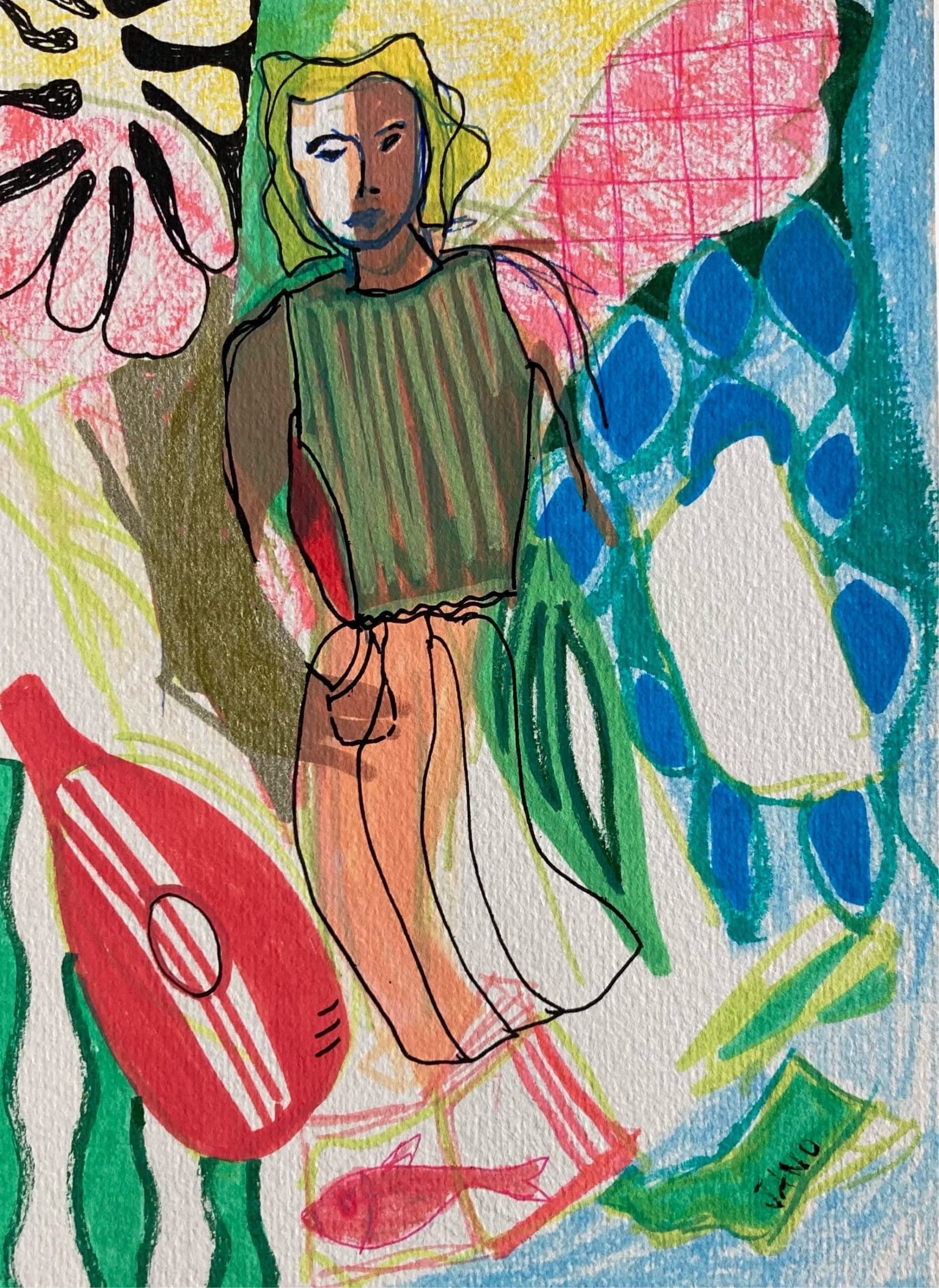 Original Irish Drawing - Irish Art Figurative Art - Flexi-time A4 Mounted - Image 3