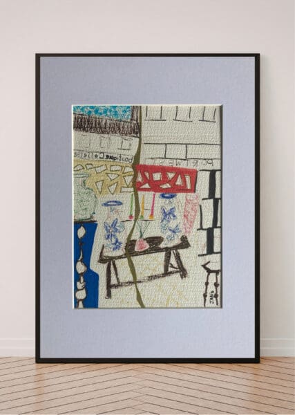 Original Irish Drawing - Irish Art Interiors Art - Westport Vignette A4 Mounted