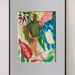 Original Irish Drawing - Irish Art Figurative Art - Flexi-time A4 Mounted