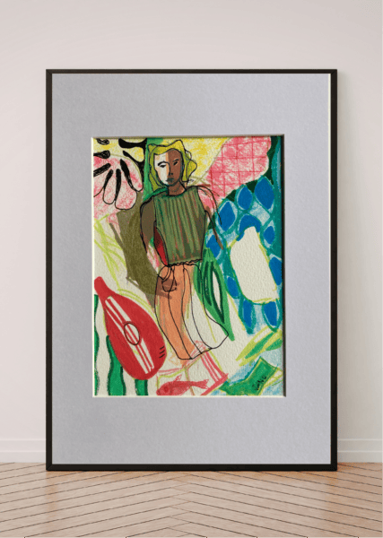 Original Irish Drawing - Irish Art Figurative Art - Flexi-time A4 Mounted