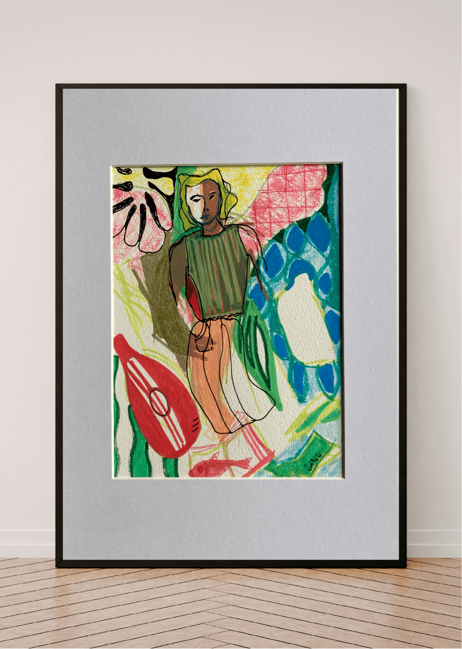 Original Irish Drawing - Irish Art Figurative Art - Flexi-time A4 Mounted
