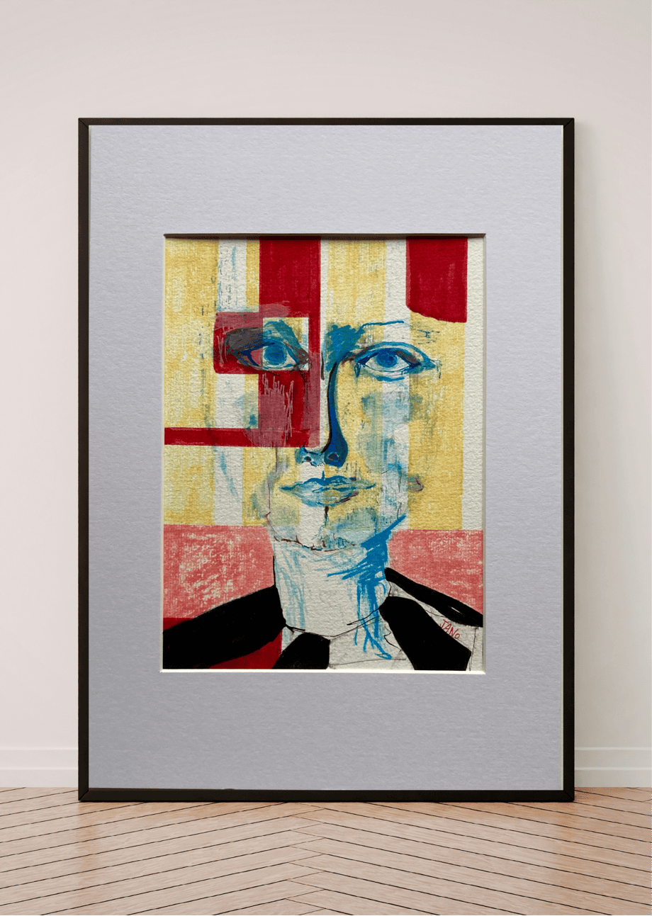 Original Irish Drawing - Irish Art Figurative Art - Eye Spy A4 Mounted