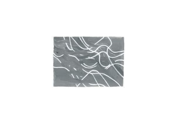 Abstract original gouache artwork on canvas with flowing white intersecting lines over a medium-grey background