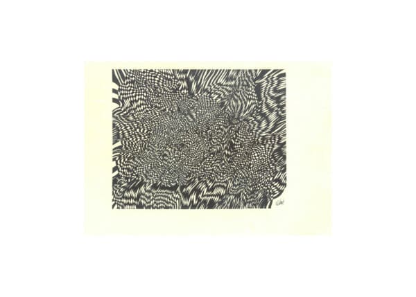 Abstract pen artwork with flowing black ink lines. Giclée print on a3 cream cotton fine art paper