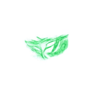Abstract green pen drawing with overlapping hatched strokes fanning outward on white paper.