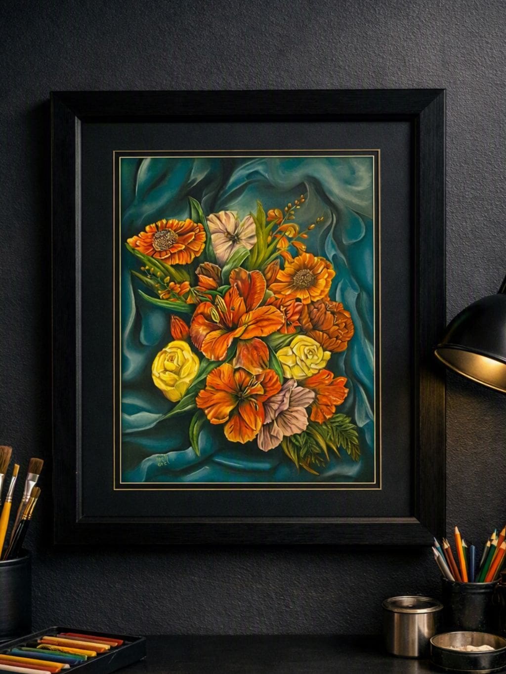 Silk & Amber – Original Floral Painting in Soft Pastel - Image 2