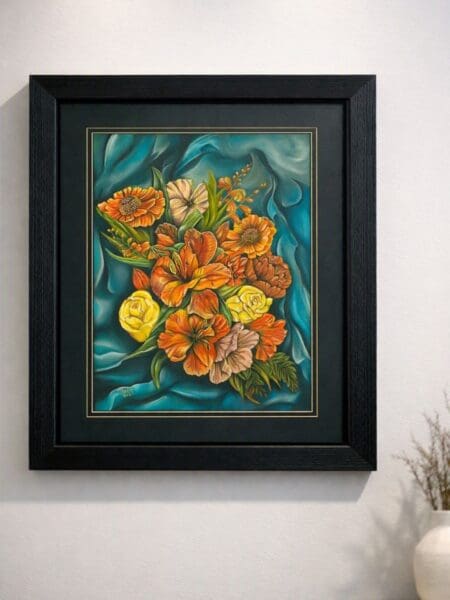 Silk & Amber – Original Floral Painting in Soft Pastel