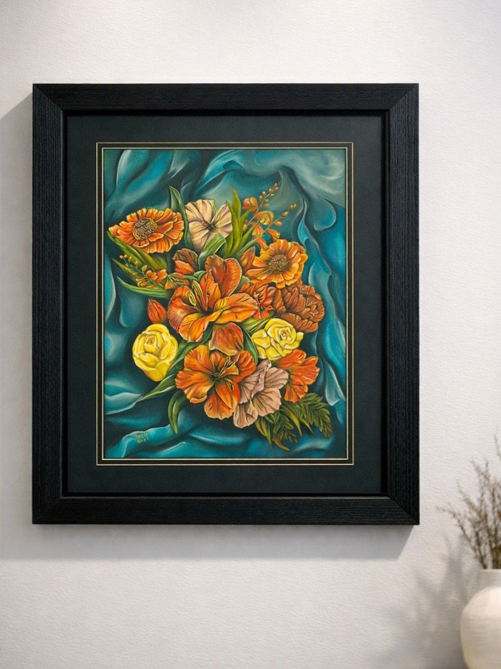 Silk & Amber – Original Floral Painting in Soft Pastel