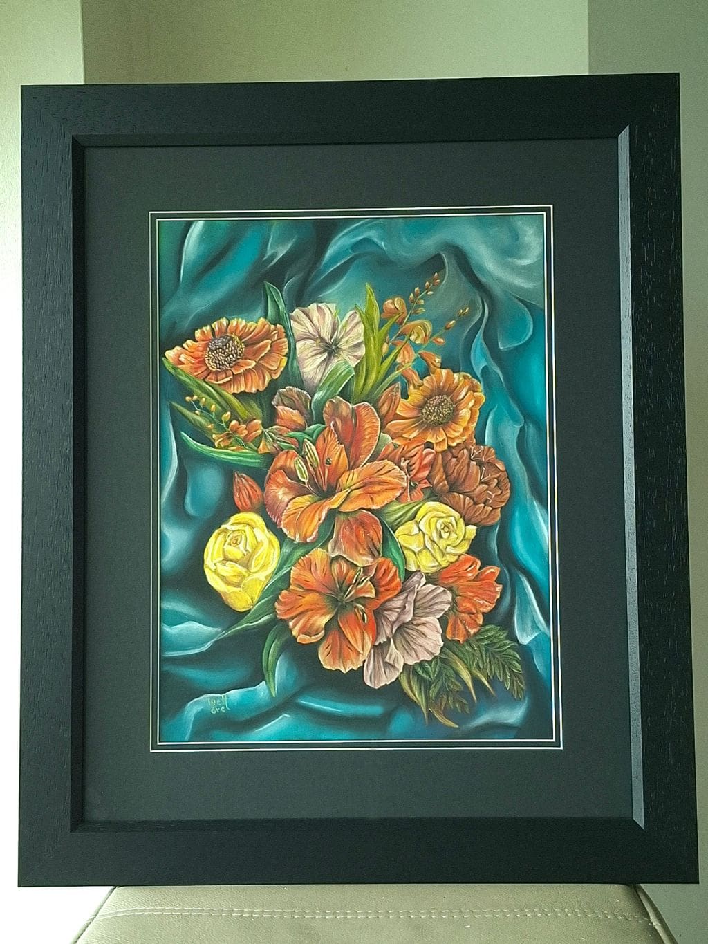 Silk & Amber – Original Floral Painting in Soft Pastel - Image 4