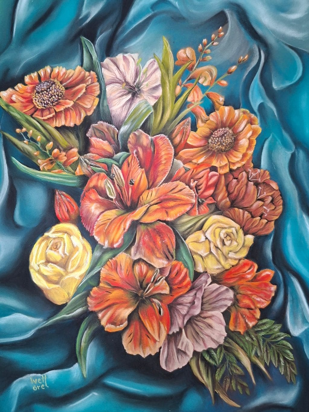 Silk & Amber – Original Floral Painting in Soft Pastel - Image 5