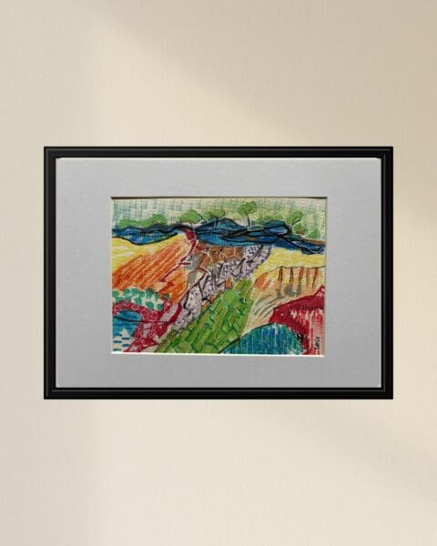 Original Irish Drawing - Irish Art - Eclectic Abstract Art - Patchwork Ireland A4 Mounted