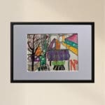 Original Irish Drawing - Irish Art -Dublin - Nassau Street A4 Mounted