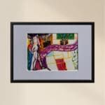Original Irish Drawing - Irish Art Figurative Art - Strolling On My Patio A4 Mounted