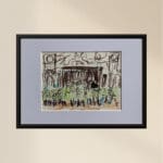 Original Irish Drawing - Irish Art - Music, Orchestra - The Concert A4 Mounted